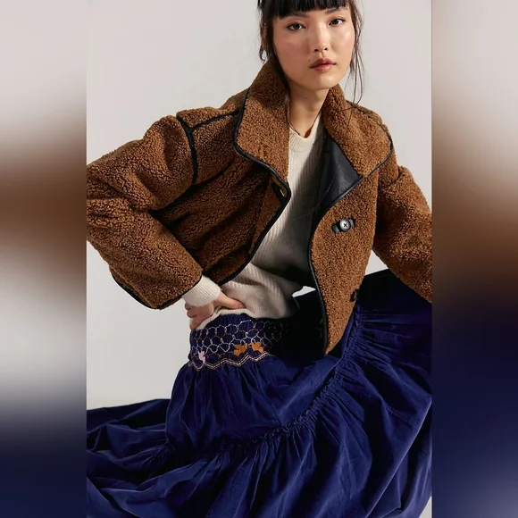 NWT! Free People Terra Smocked Maxi Skirt Set (M), Blue, Corduroy - Picture 5 of 16